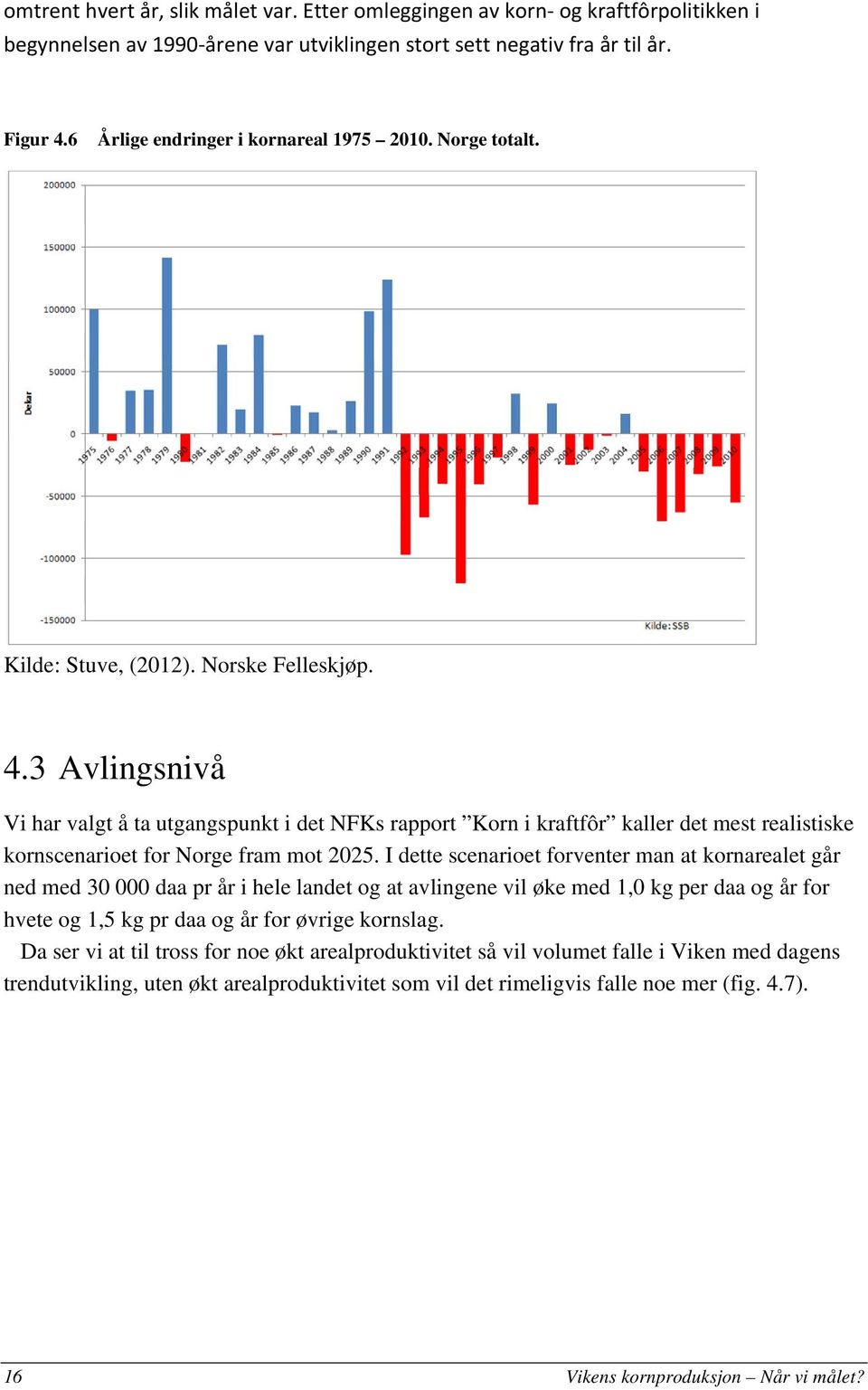 3 Avlingsnivå Vi har valgt å ta utgangspunkt i det NFKs rapport Korn i kraftfôr kaller det mest realistiske kornscenarioet for Norge fram mot 2025.