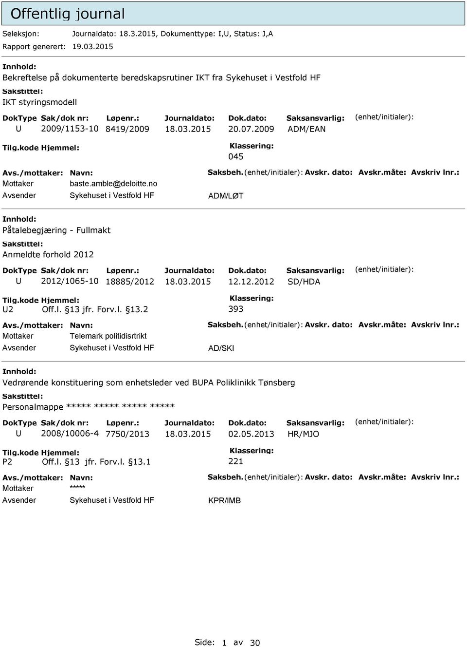 amble@deloitte.no ADM/LØT Påtalebegjæring - Fullmakt Anmeldte forhold 2012 2012/1065-10 18885/2012 12.12.2012 SD/HDA 2 Off.l. 13 jfr.