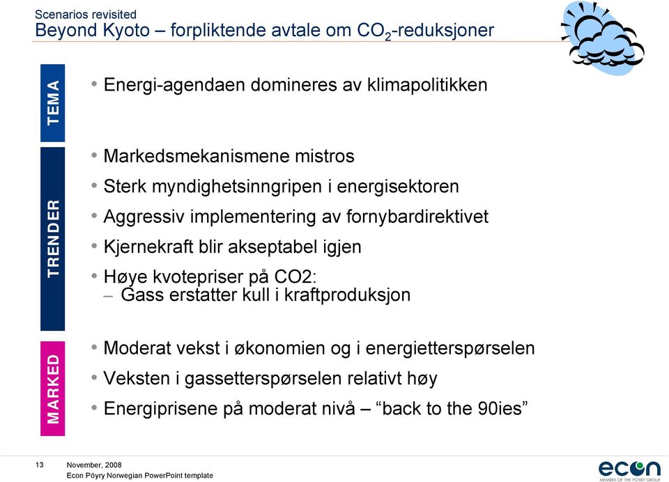 Kjernekraft blir akseptabel igjen Høye kvotepriser på CO2: Gass erstatter kull i kraftproduksjon MARKED Moderat vekst i