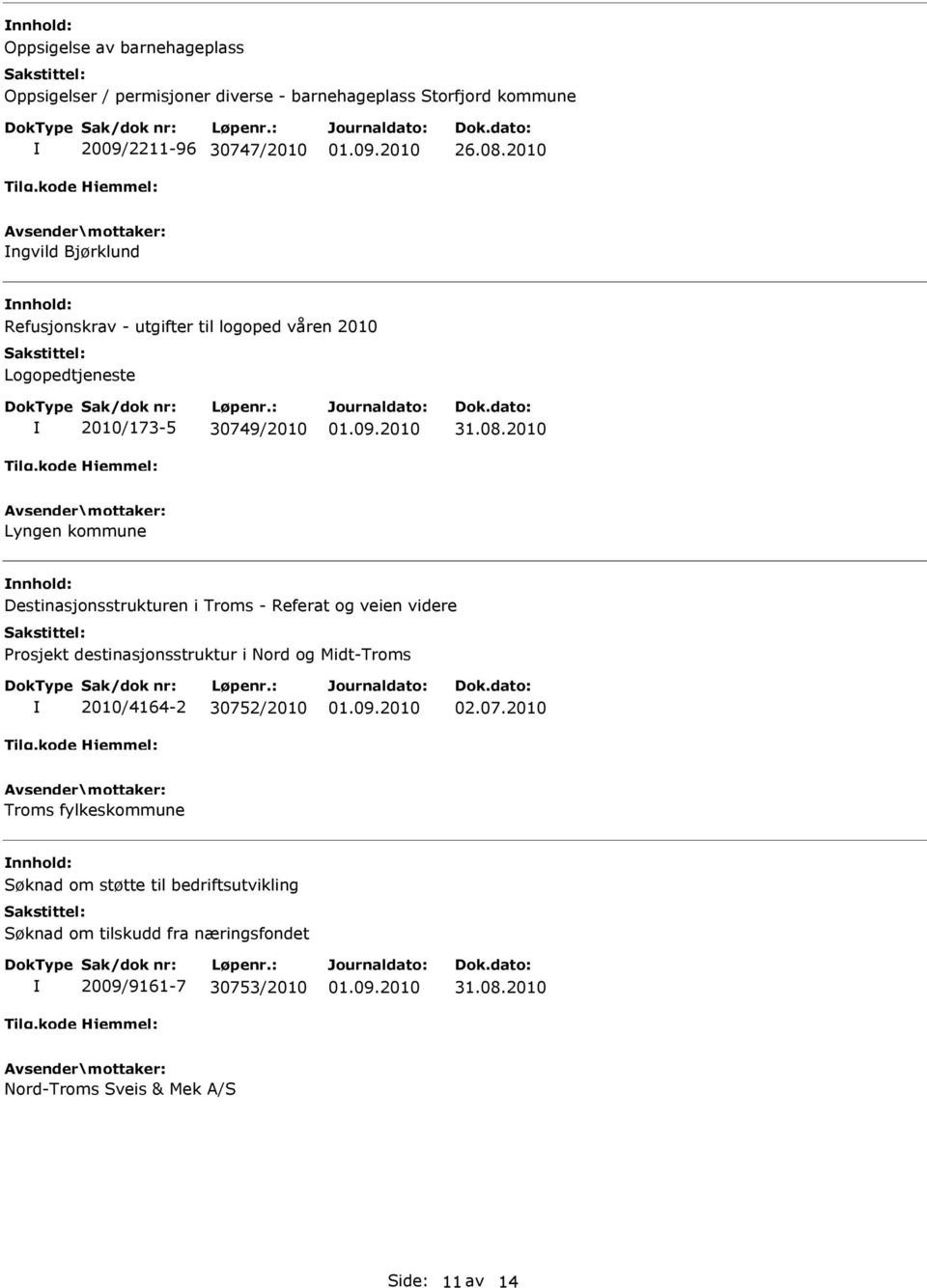 Destinasjonsstrukturen i Troms - Referat og veien videre Prosjekt destinasjonsstruktur i Nord og Midt-Troms 2010/4164-2 3075