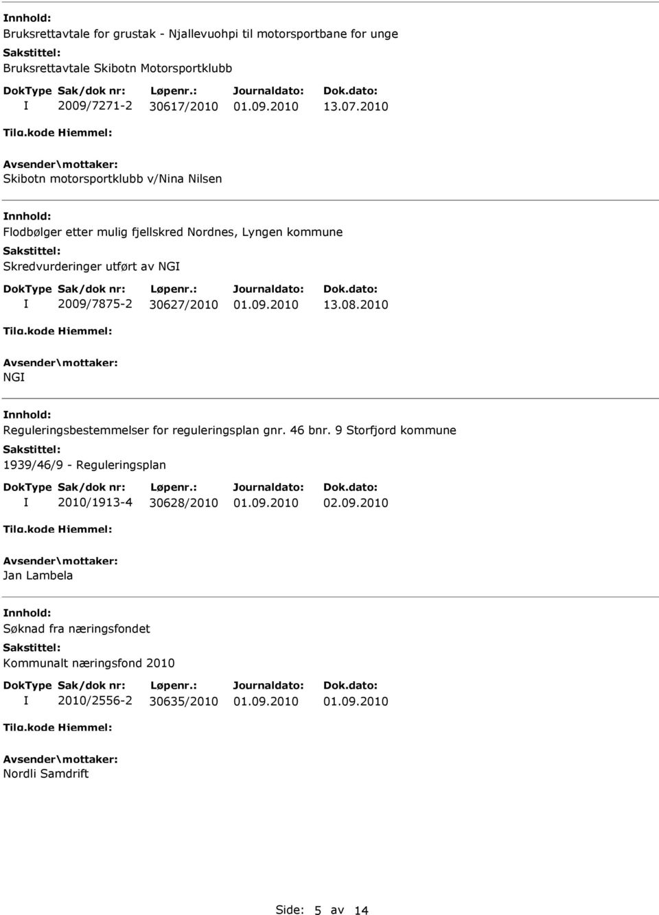 2009/7875-2 30627/2010 13.08.2010 NG nnhold: Reguleringsbestemmelser for reguleringsplan gnr. 46 bnr.