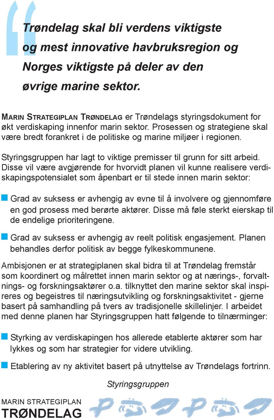 Styringsgruppen har lagt to viktige premisser til grunn for sitt arbeid.