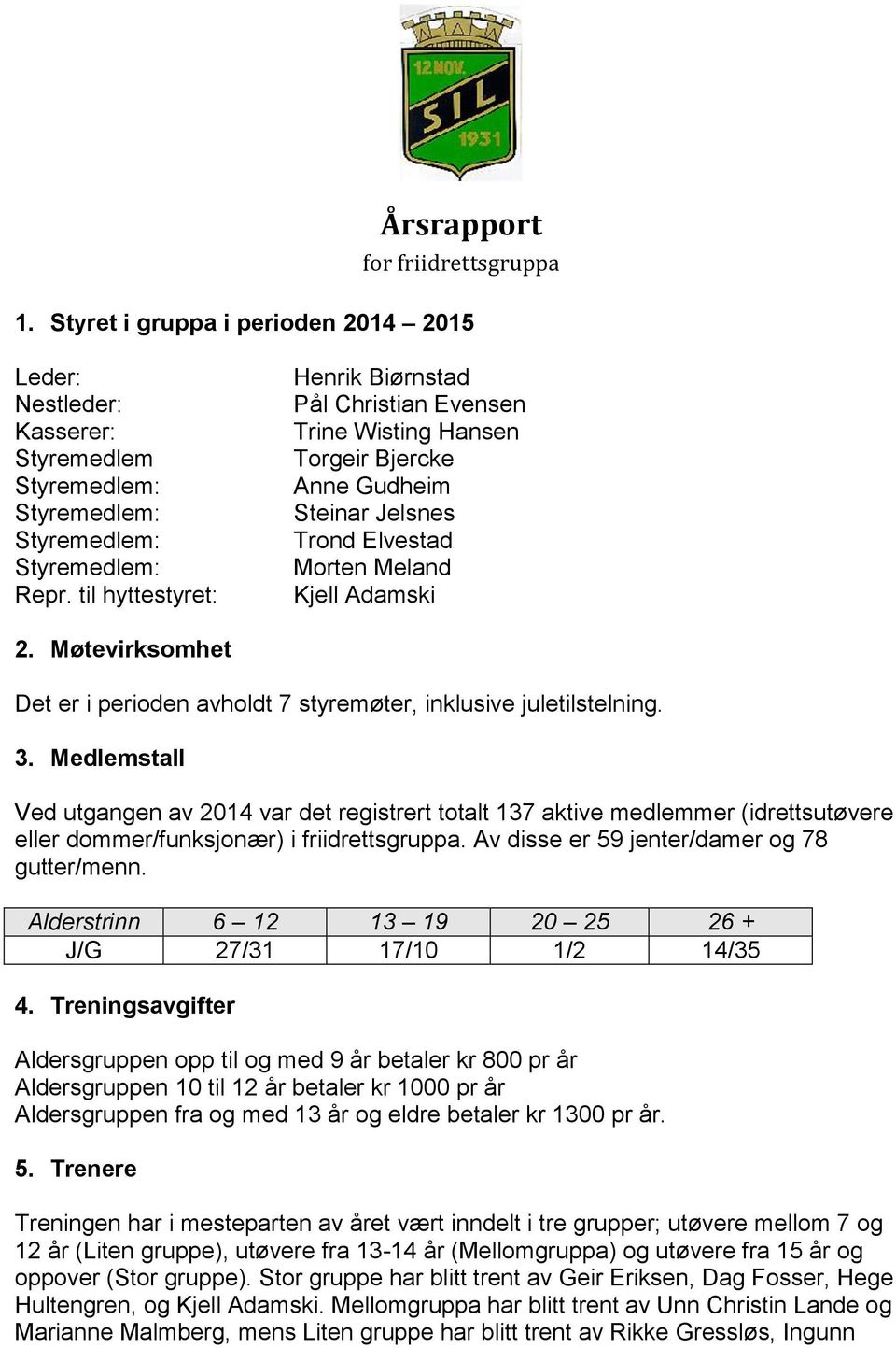 Møtevirksomhet Det er i perioden avholdt 7 styremøter, inklusive juletilstelning. 3.