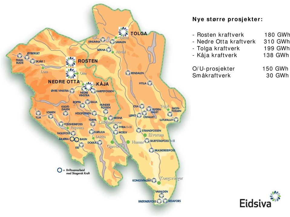 kraftverk 310 GWh - Tolga kraftverk 199 GWh - Kåja
