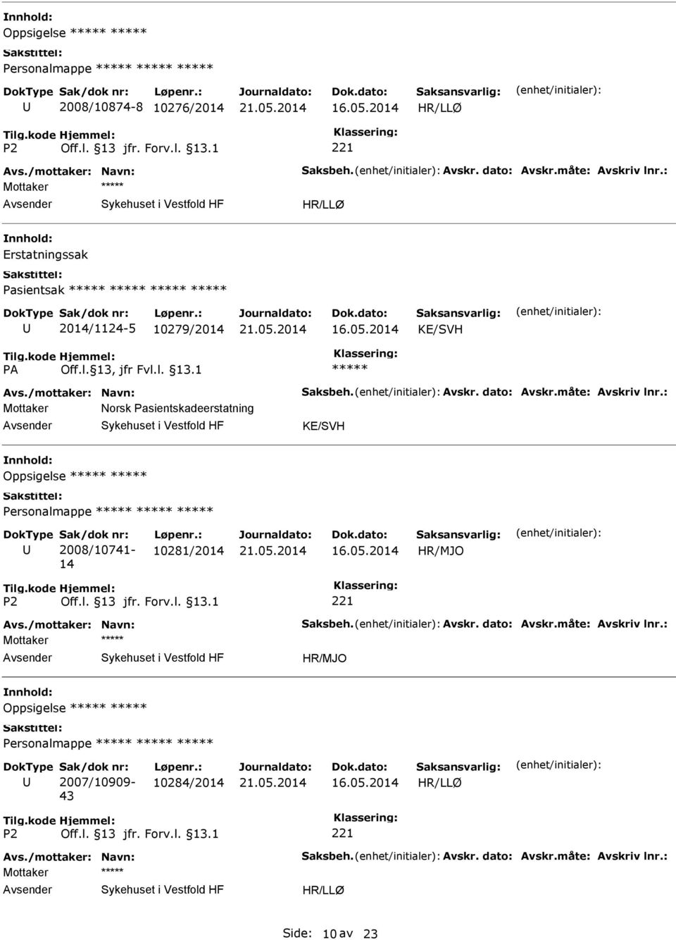 : Mottaker Norsk Pasientskadeerstatning Oppsigelse Sak/dok nr: 2008/10741-14 Løpenr.: 10281/2014 Avs./mottaker: Navn: Saksbeh. Avskr.