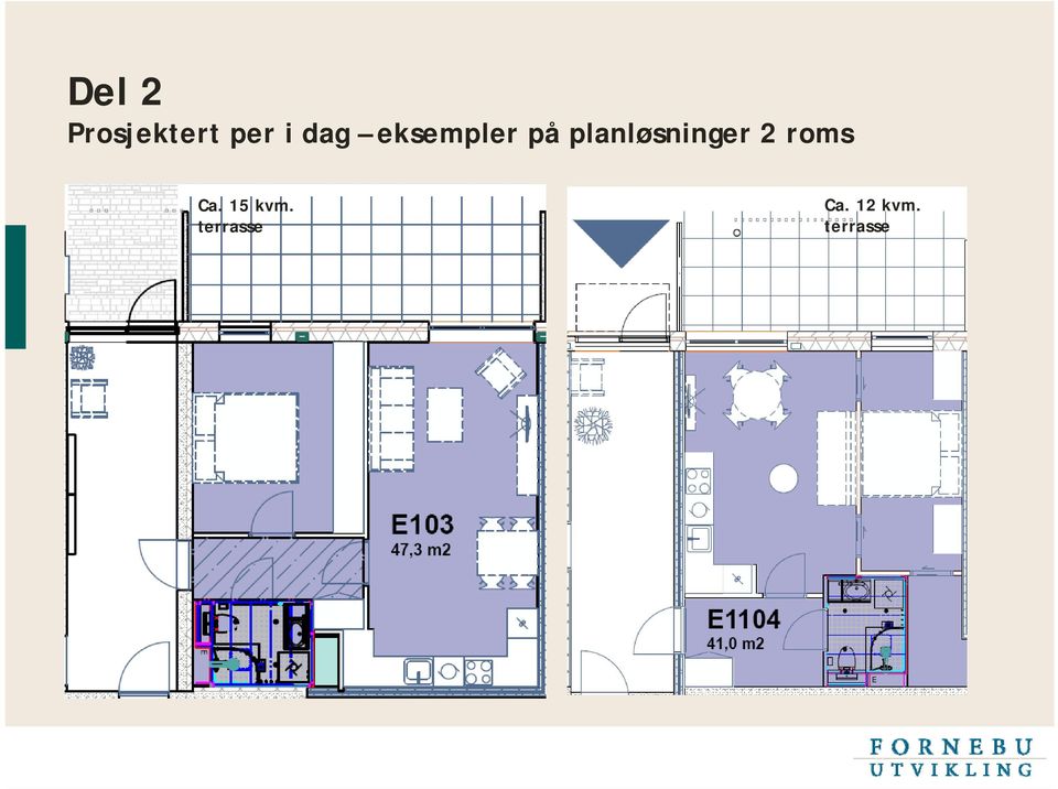 planløsninger 2 roms Ca.