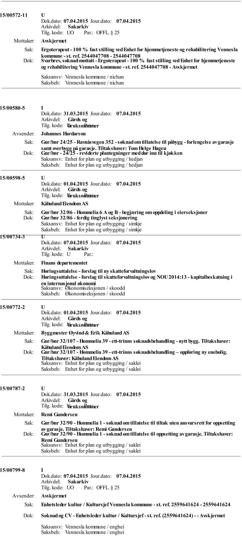 2544047708-15/00580-5 I Johannes Hardarson Gnr/bnr 24/25 - Ravnåsvegen 352 - søknad om tillatelse til påbygg - forlengelse av garasje samt overbygg på garasje.