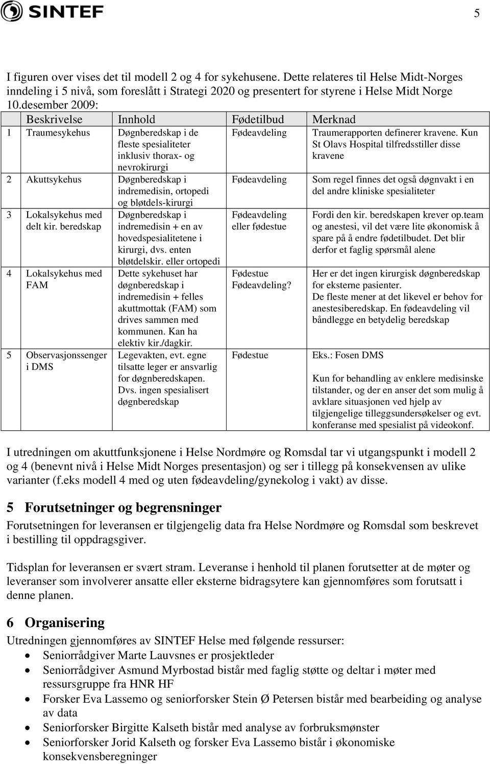 bløtdels-kirurgi 3 Lokalsykehus med delt kir. beredskap 4 Lokalsykehus med FAM 5 Observasjonssenger i DMS Døgnberedskap i indremedisin + en av hovedspesialitetene i kirurgi, dvs. enten bløtdelskir.