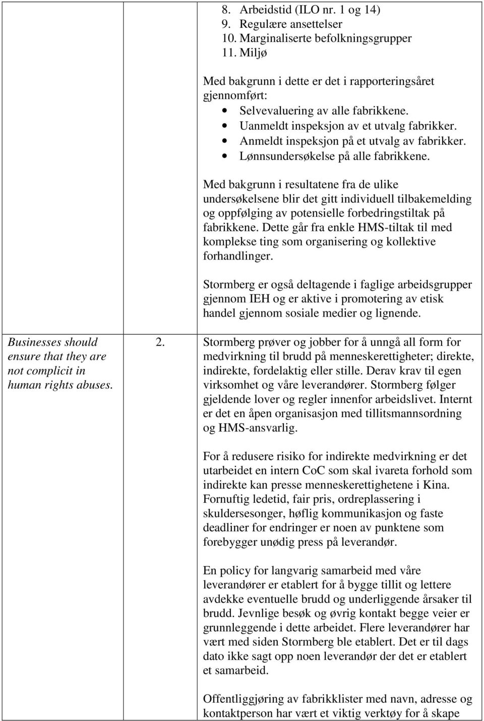 Med bakgrunn i resultatene fra de ulike undersøkelsene blir det gitt individuell tilbakemelding og oppfølging av potensielle forbedringstiltak på fabrikkene.