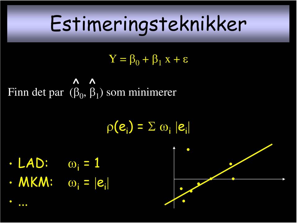 ) som minimerer ρ(e i ) = Σ ω i