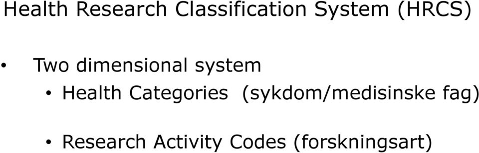 Categories (sykdom/medisinske fag)