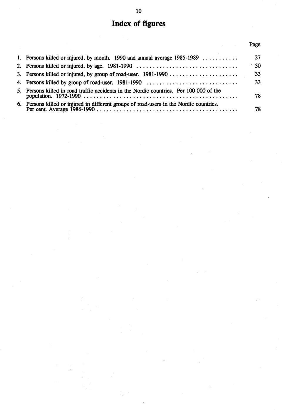 Persons killed by group of roaduser. 19811990 33 5. Persons killed in road traffic accidents in the Nordic countries.