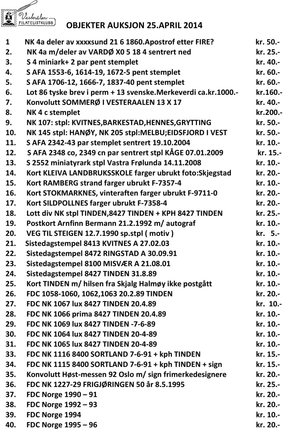 Konvolutt SOMMERØ I VESTERAALEN 13 X 17 kr. 40.- 8. NK 4 c stemplet kr.200.- 9. NK 107: stpl: KVITNES,BARKESTAD,HENNES,GRYTTING kr. 50.- 10. NK 145 stpl: HANØY, NK 205 stpl:melbu;eidsfjord I VEST kr.