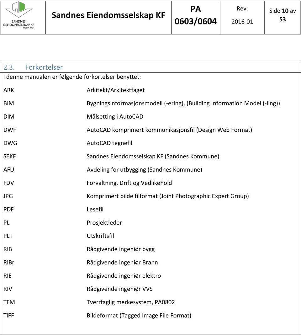 Bygningsinformasjonsmodell (-ering),(building Information Model (-ling)) Målsetting i AutoCAD AutoCAD komprimert kommunikasjonsfil (Design Web Format) AutoCAD tegnefil Sandnes