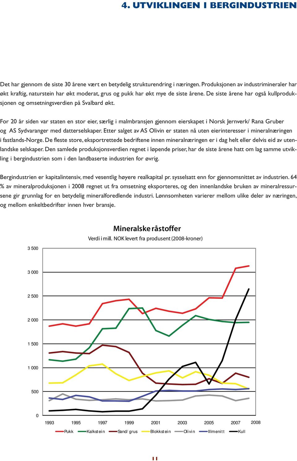 For 20 år siden var staten en stor eier, særlig i malmbransjen gjennom eierskapet i Norsk Jernverk/ Rana Gruber og AS Sydvaranger med datterselskaper.