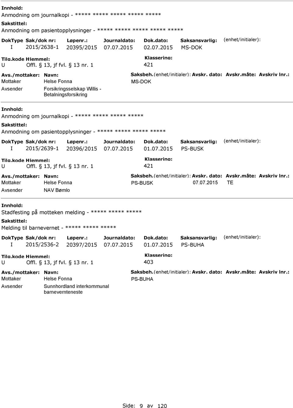 13, jf fvl. 13 nr. 1 421 Avs./mottaker: Navn: Saksbeh. Avskr. dato: Avskr.måte: Avskriv lnr.