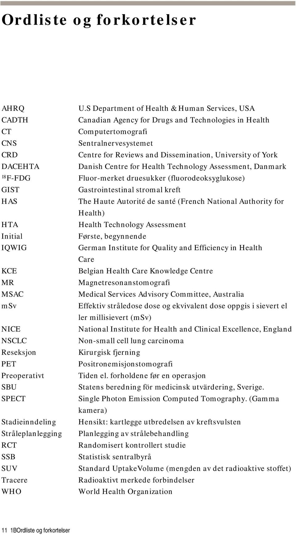 University of York DACEHTA Danish Centre for Health Technology Assessment, Danmark 18 F-FDG Fluor-merket druesukker (fluorodeoksyglukose) GIST HAS HTA Initial IQWIG KCE MR MSAC msv NICE NSCLC