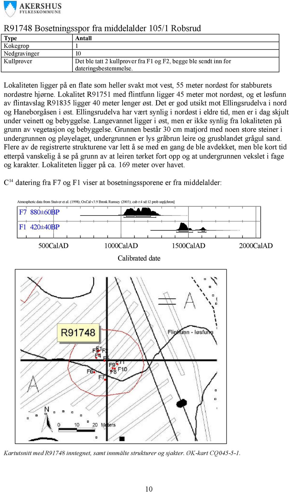 Lokalitet R91751 med flintfunn ligger 45 meter mot nordøst, og et løsfunn av flintavslag R91835 ligger 40 meter lenger øst. Det er god utsikt mot Ellingsrudelva i nord og Haneborgåsen i øst.