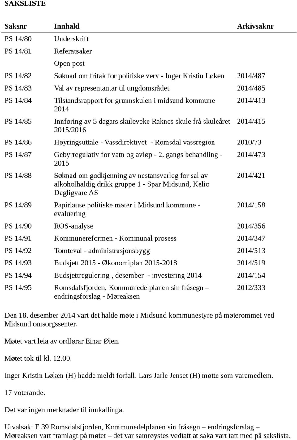 Høyringsuttale - Vassdirektivet - Romsdal vassregion 2010/73 PS 14/87 Gebyrregulativ for vatn og avløp - 2.