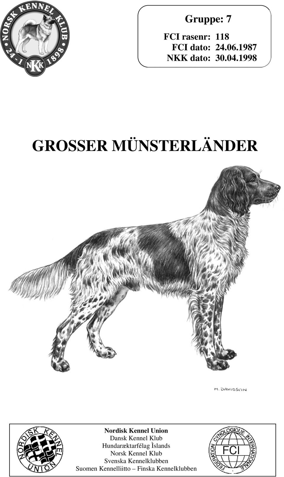 1998 GROSSER MÜNSTERLÄNDER Nordisk Kennel Union Dansk