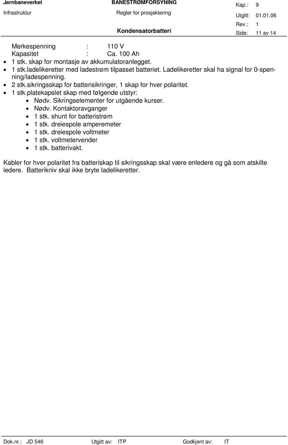 platekapslet skap med følgende utstyr: Nødv. Sikringselementer for utgående kurser. Nødv. Kontaktoravganger 1 stk. shunt for batteristrøm 1 stk. dreiespole amperemeter 1 stk.