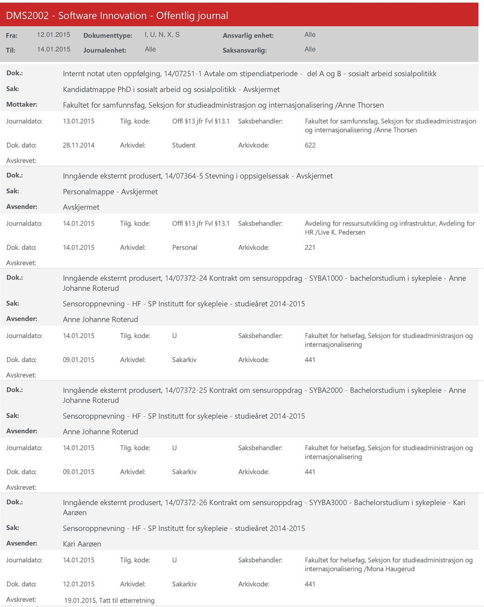 2014 Arkivdel: Student Arkivkode: 622 Inngående eksternt produsert, 14/07364-5 Stevning i oppsigelsessak - Personalmappe - HR /Live K. Pedersen Dok.