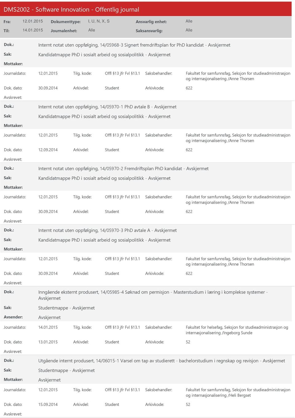 2014 Arkivdel: Student Arkivkode: 622 Internt notat uten oppfølging, 14/05970-1 PhD avtale B - Kandidatmappe PhD i sosialt arbeid og sosialpolitikk - og internasjonalisering /Anne Thorsen Dok.