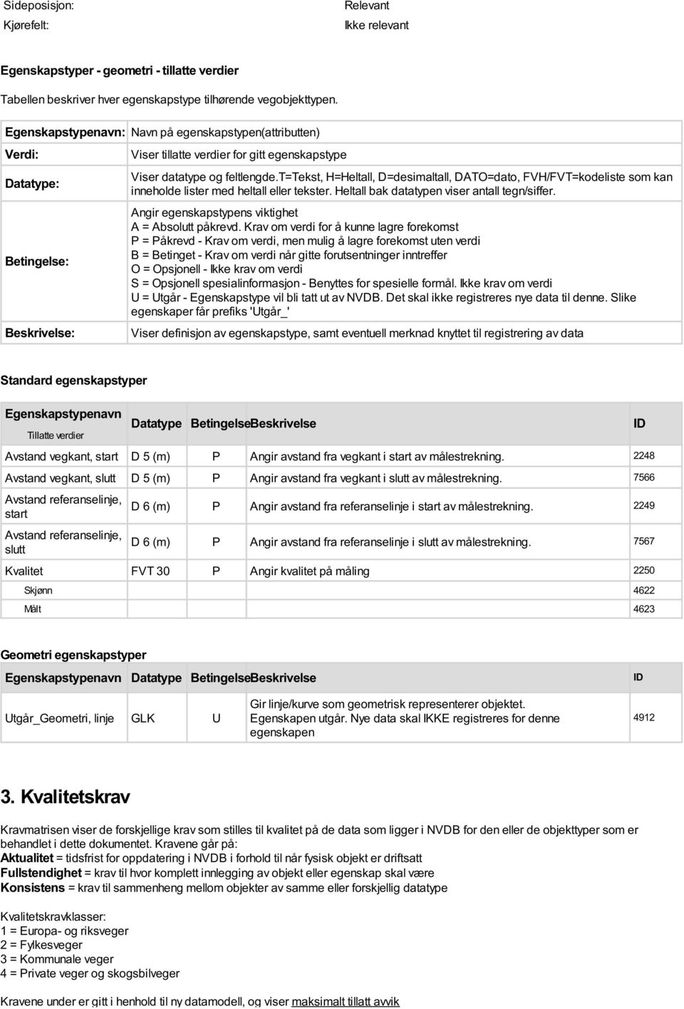 t=tekst, H=Heltall, D=desimaltall, DATO=dato, FVH/FVT=kodeliste som kan inneholde lister med heltall eller tekster. Heltall bak typen viser antall tegn/siffer.