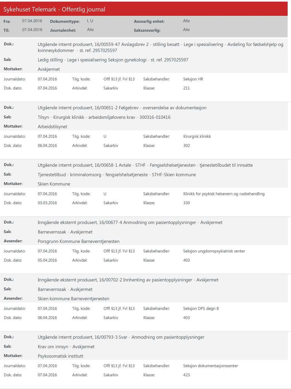 6 Arbeidstilsynet Kirurgisk klinikk Dok. dato: 06.04.