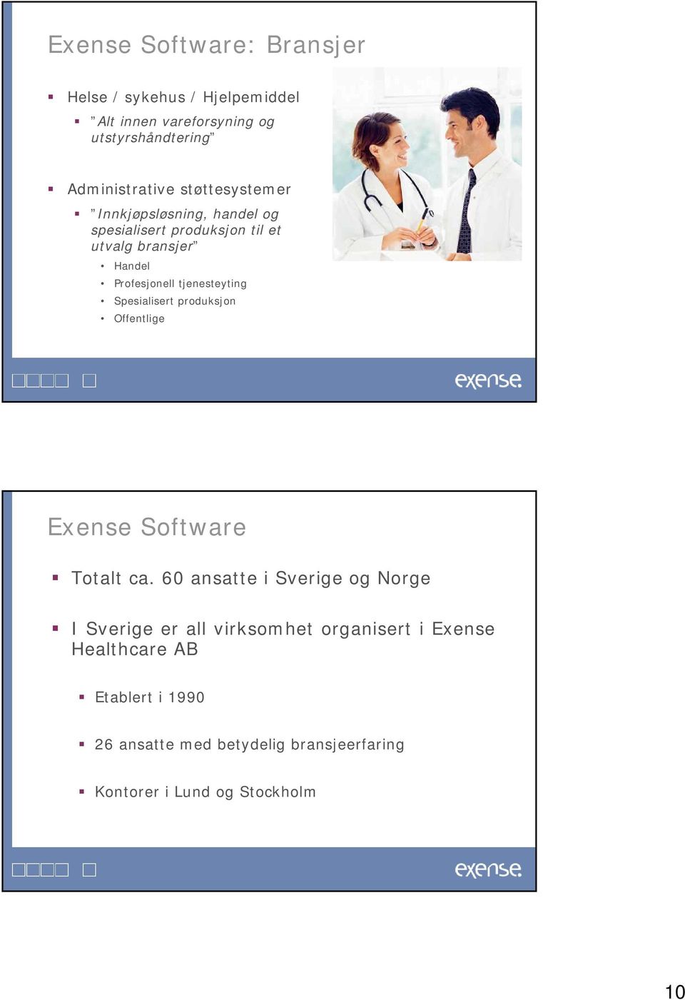 tjenesteyting Spesialisert produksjon Offentlige Exense Software Totalt ca.