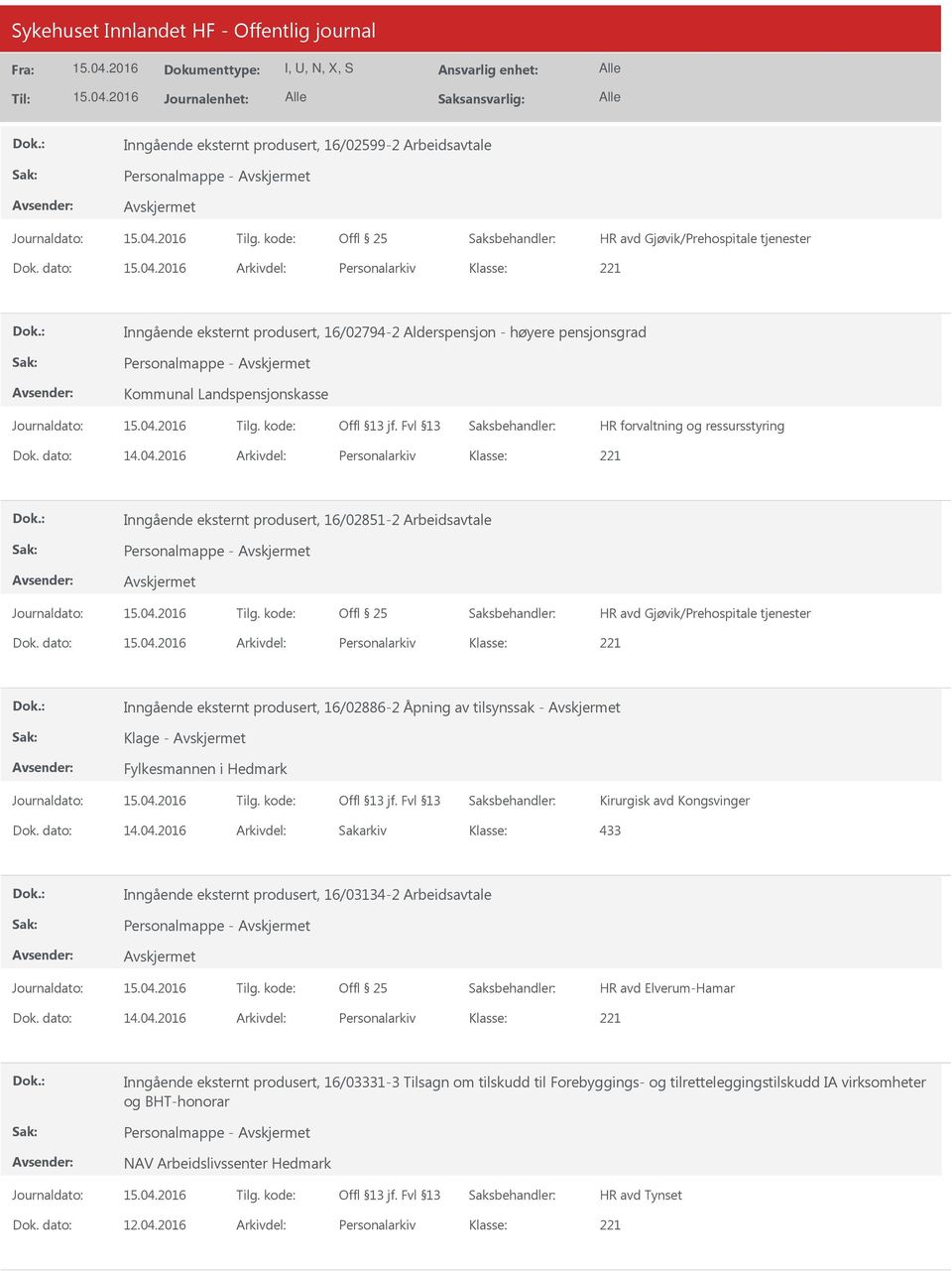 2016 Arkivdel: Personalarkiv Inngående eksternt produsert, 16/02851-2 Arbeidsavtale Dok.