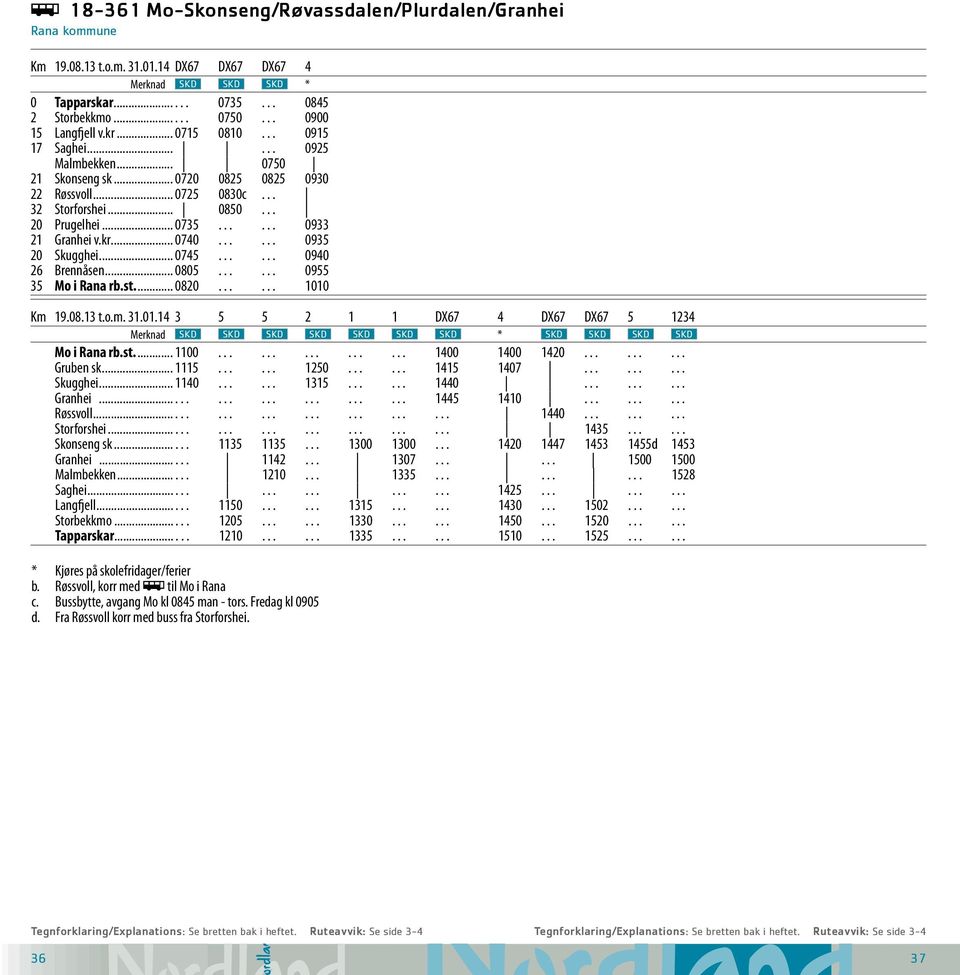 ..... 0933 21 Granhei v.kr... 0740...... 0935 20 Skugghei... 0745...... 0940 26 Brennåsen... 0805...... 0955 35 Mo i Rana rb.st... 0820...... 1010