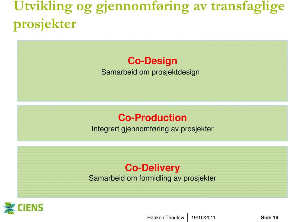 Co-Production Integrert gjennomføring av