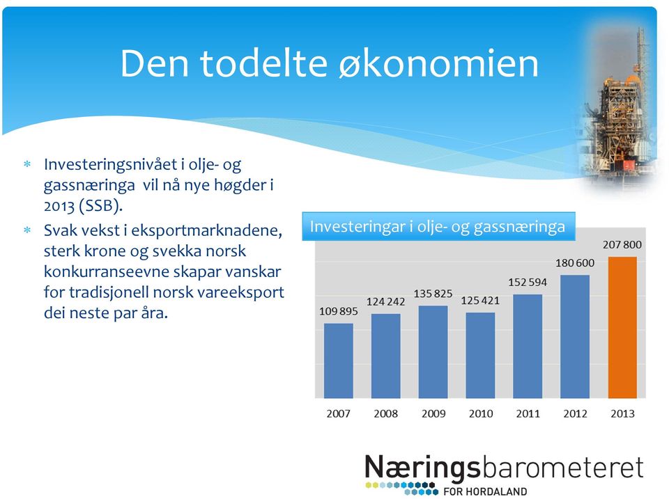 Svak vekst i eksportmarknadene, sterk krone og svekka norsk