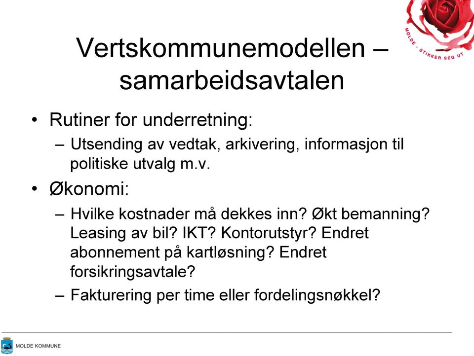 Økt bemanning? Leasing av bil? IKT? Kontorutstyr?