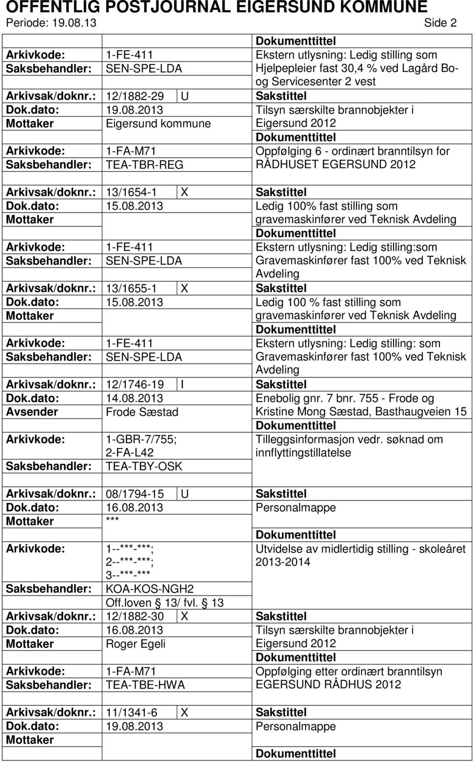 : 13/1654-1 X Sakstittel Dok.dato: 15.08.