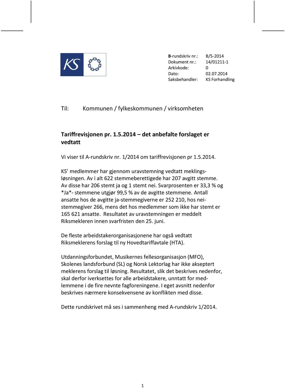 Svarprosenten er 33,3 % og *Ja*- stemmene utgjør 99,5 % av de avgitte stemmene.