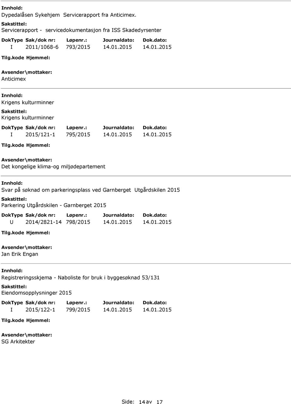 kulturminner 2015/121-1 795/2015 Det kongelige klima-og miljødepartement Svar på søknad om parkeringsplass ved Garnberget