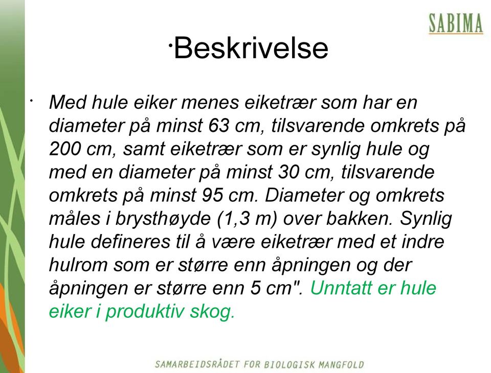 Diameter og omkrets måles i brysthøyde (1,3 m) over bakken.