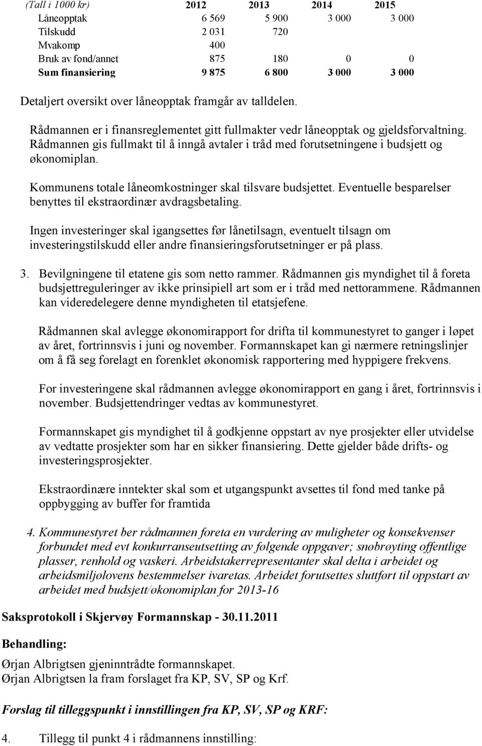 Rådmannen gis fullmakt til å inngå avtaler i tråd med forutsetningene i budsjett og økonomiplan. Kommunens totale låneomkostninger skal tilsvare budsjettet.