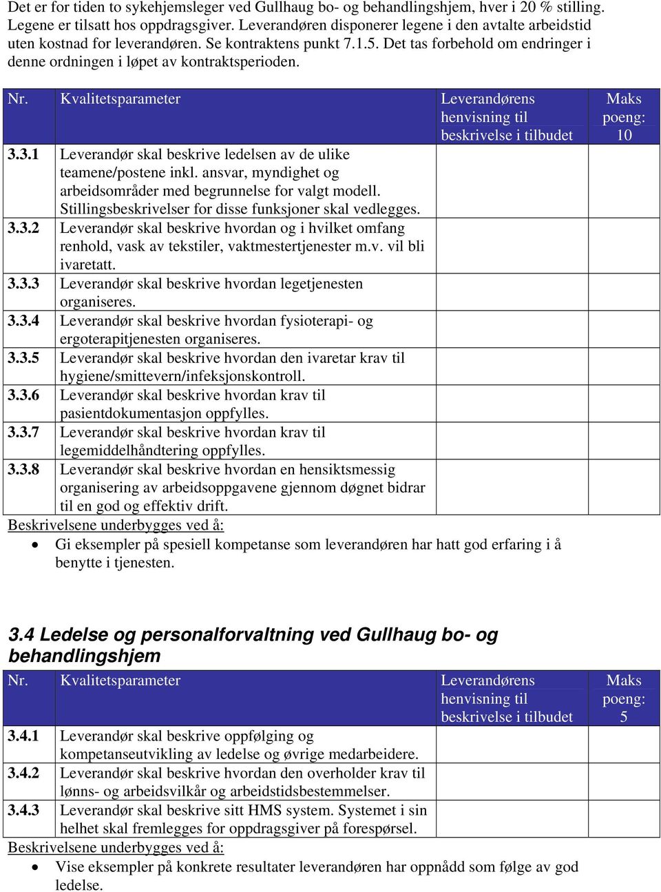 3.1 Leverandør skal beskrive ledelsen av de ulike teamene/postene inkl. ansvar, myndighet og arbeidsområder med begrunnelse for valgt modell. Stillingsbeskrivelser for disse funksjoner skal vedlegges.