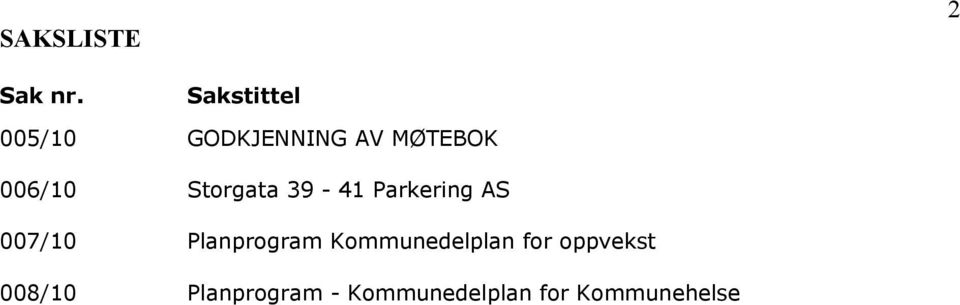 Storgata 39-41 Parkering AS 007/10 Planprogram