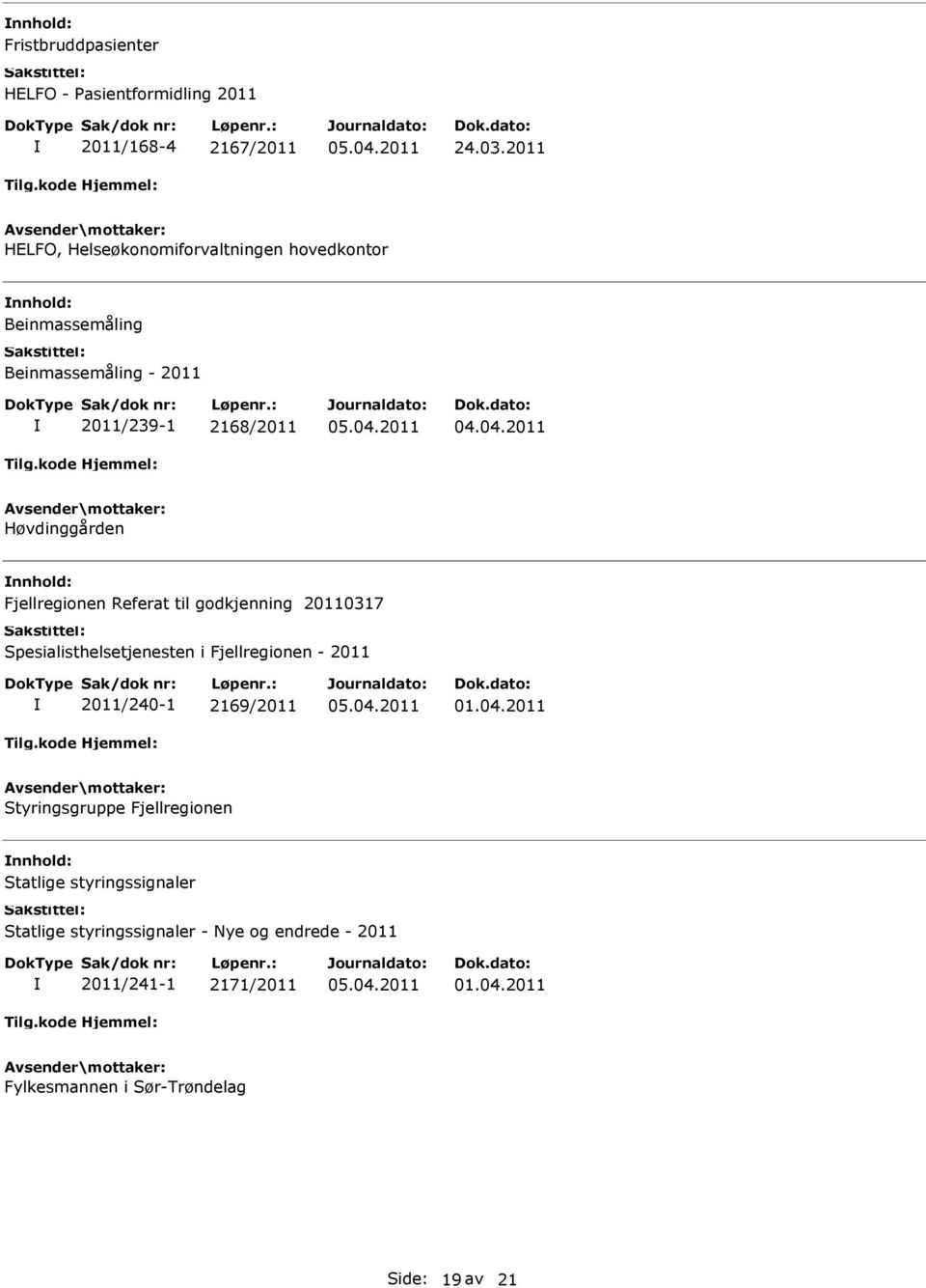 04.2011 Høvdinggården Fjellregionen Referat til godkjenning 20110317 Spesialisthelsetjenesten i Fjellregionen - 2011