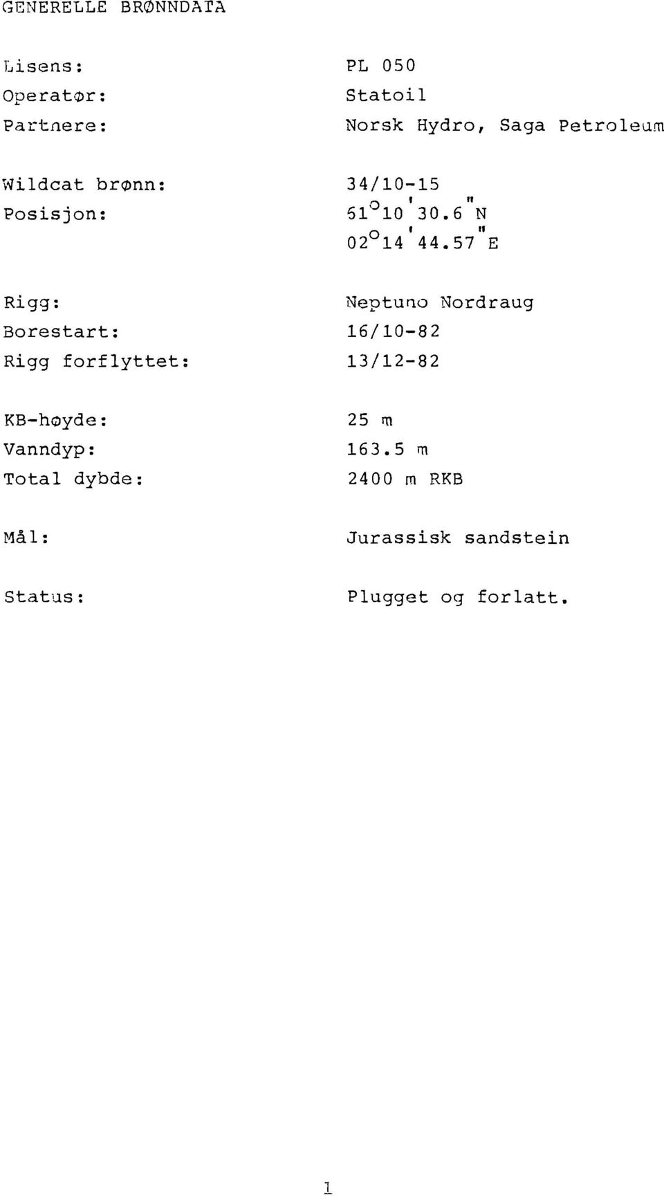 forflyttet: Neptuno Nordraug 16/10-82 13/12-82 KB-hoyde : Vanndyp :