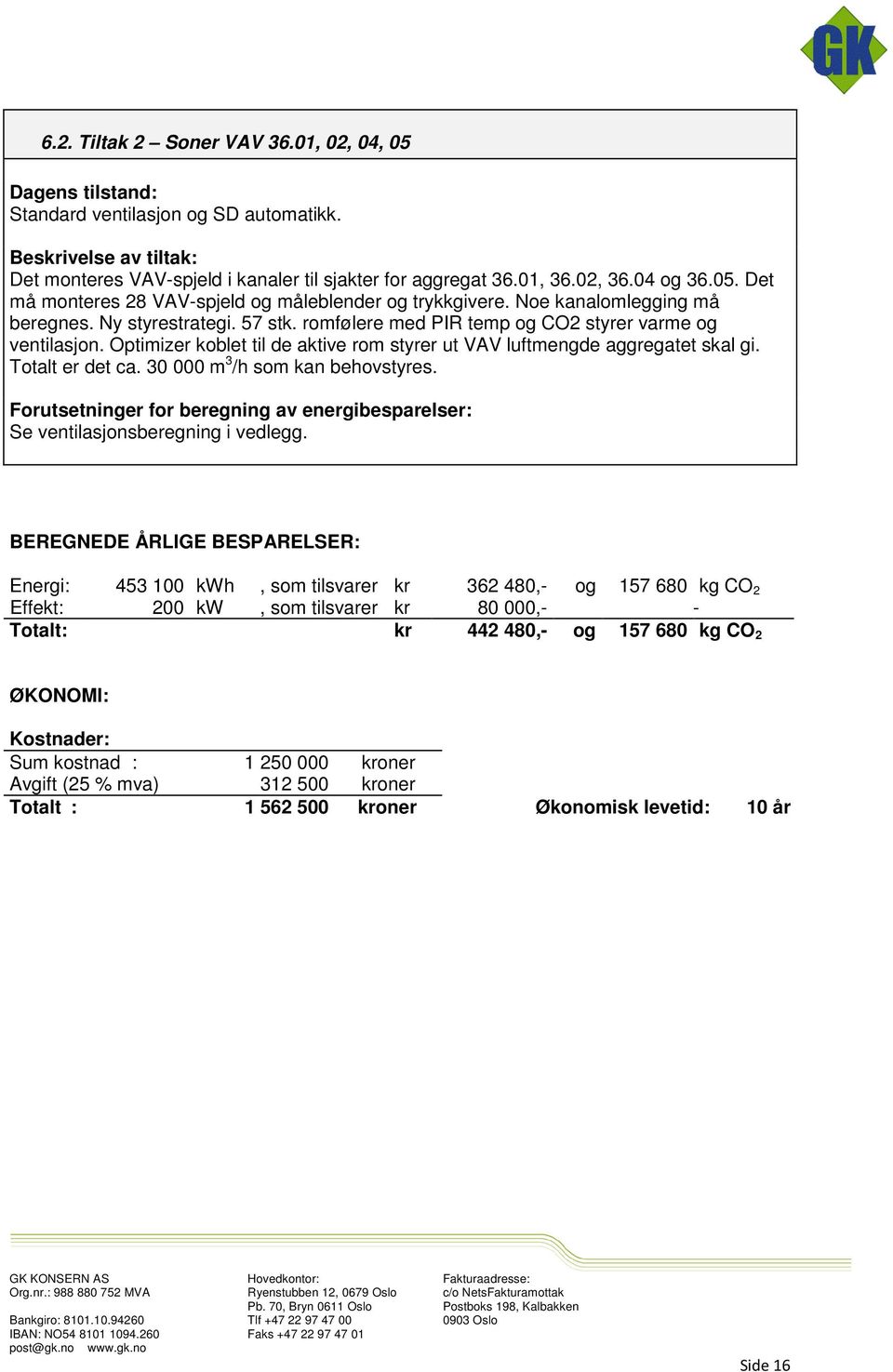 Optimizer koblet til de aktive rom styrer ut VAV luftmengde aggregatet skal gi. Totalt er det ca. 30 000 m 3 /h som kan behovstyres.