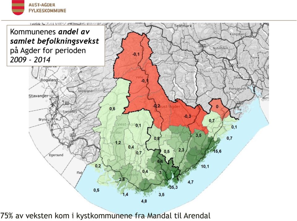 perioden 2009-2014 75% av veksten