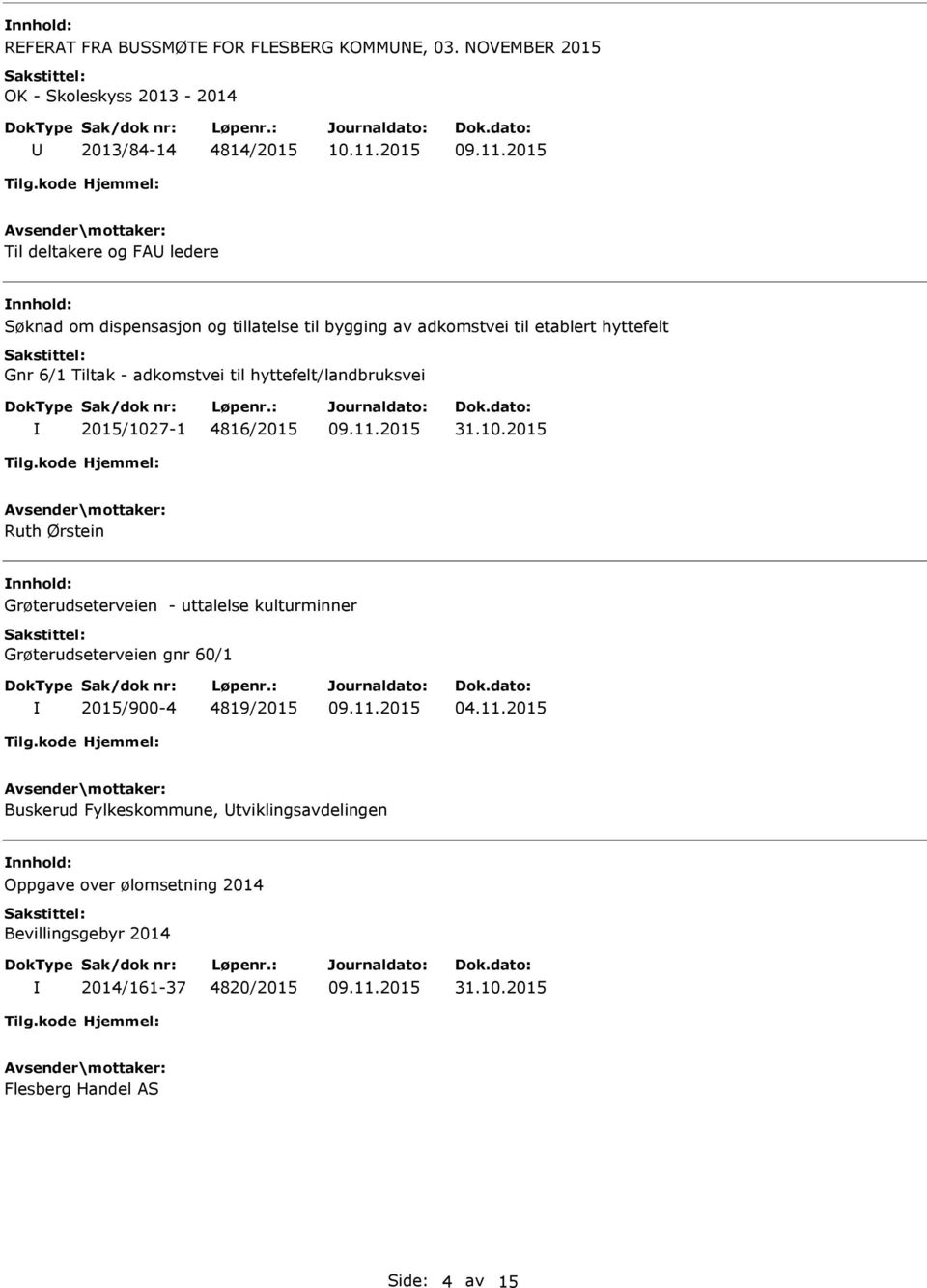 adkomstvei til etablert hyttefelt Gnr 6/1 Tiltak - adkomstvei til hyttefelt/landbruksvei 2015/102