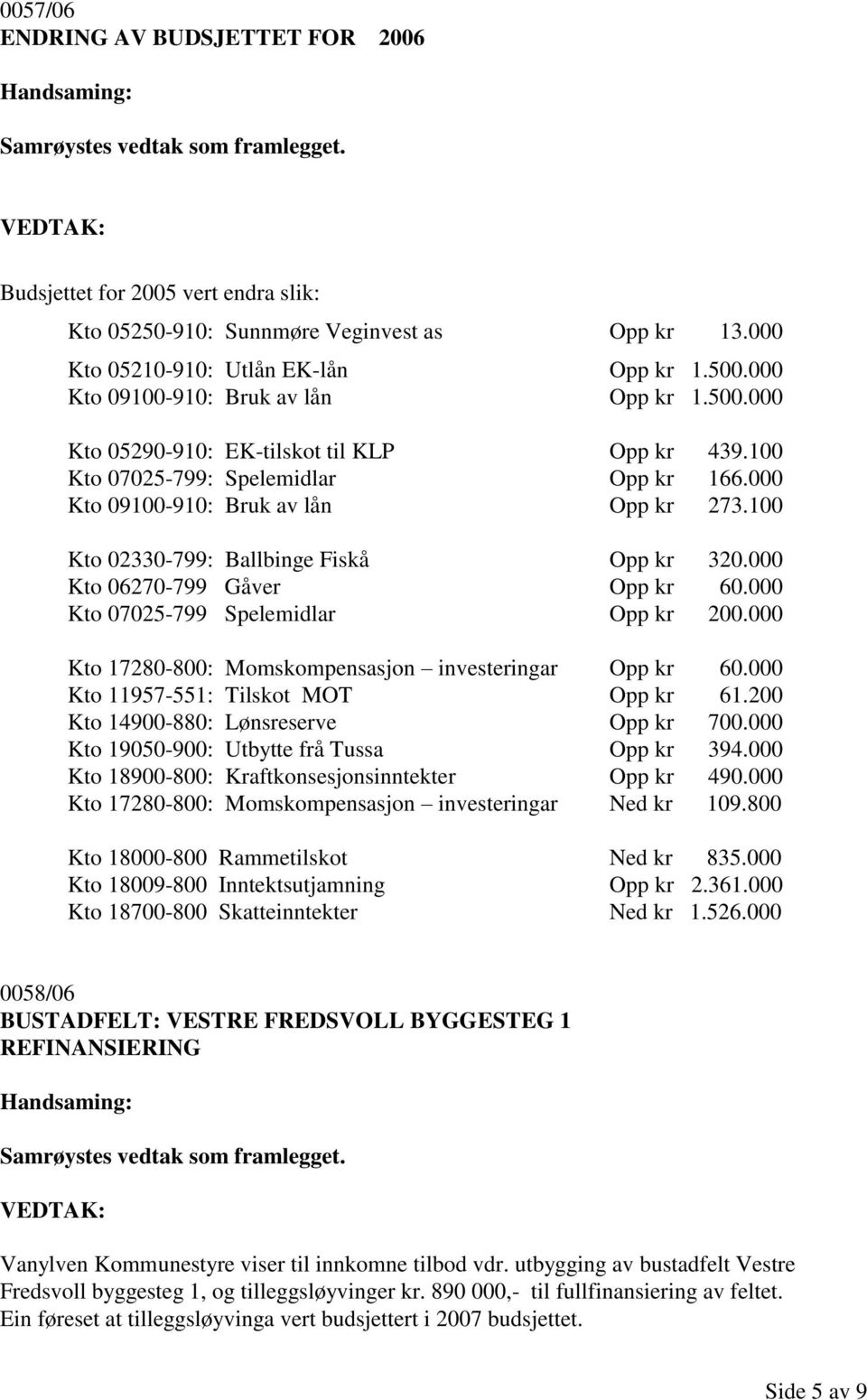 100 Kto 02330-799: Ballbinge Fiskå Opp kr 320.000 Kto 06270-799 Gåver Opp kr 60.000 Kto 07025-799 Spelemidlar Opp kr 200.000 Kto 17280-800: Momskompensasjon investeringar Opp kr 60.