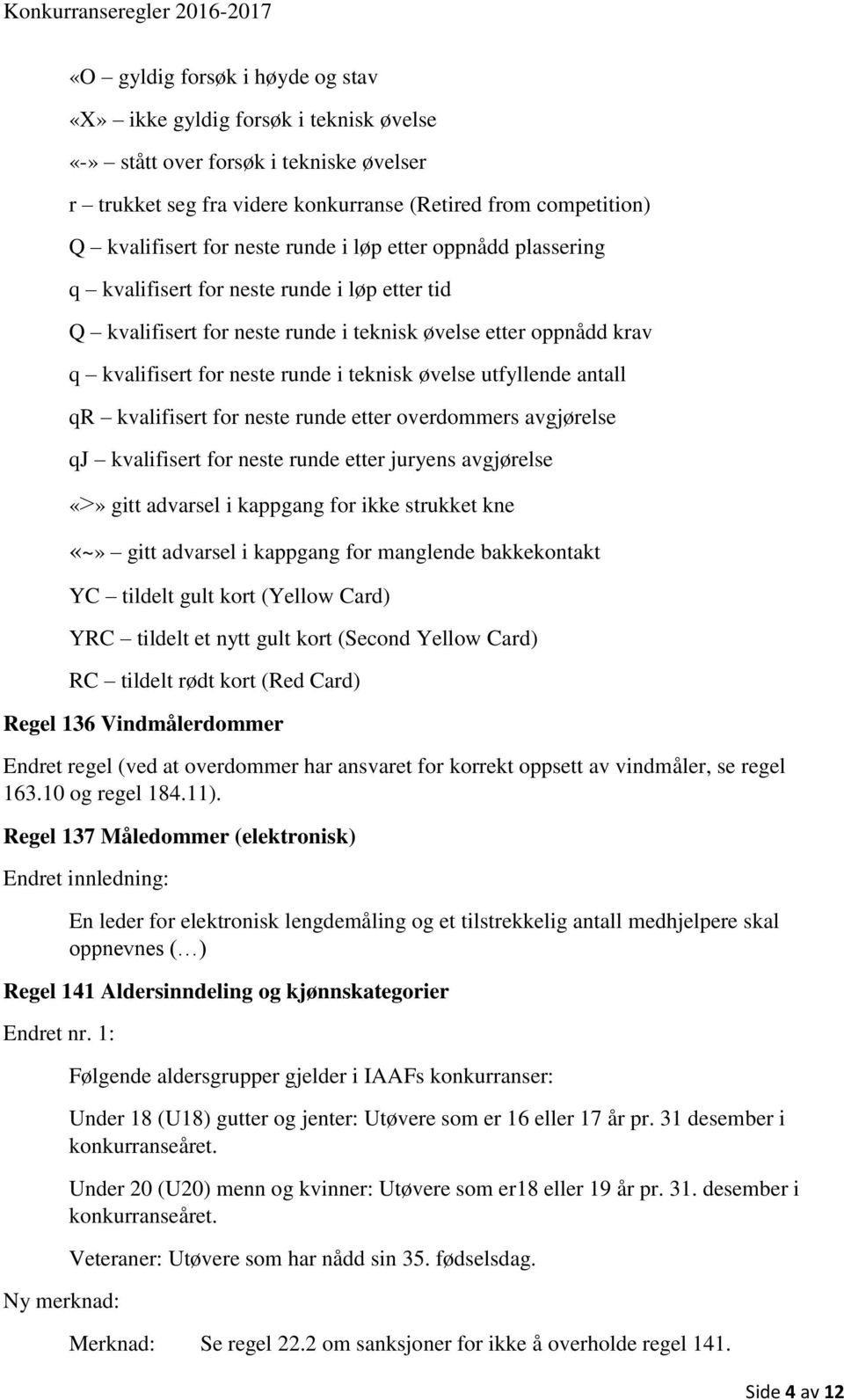 øvelse utfyllende antall qr kvalifisert for neste runde etter overdommers avgjørelse qj kvalifisert for neste runde etter juryens avgjørelse gitt advarsel i kappgang for ikke strukket kne «~» gitt