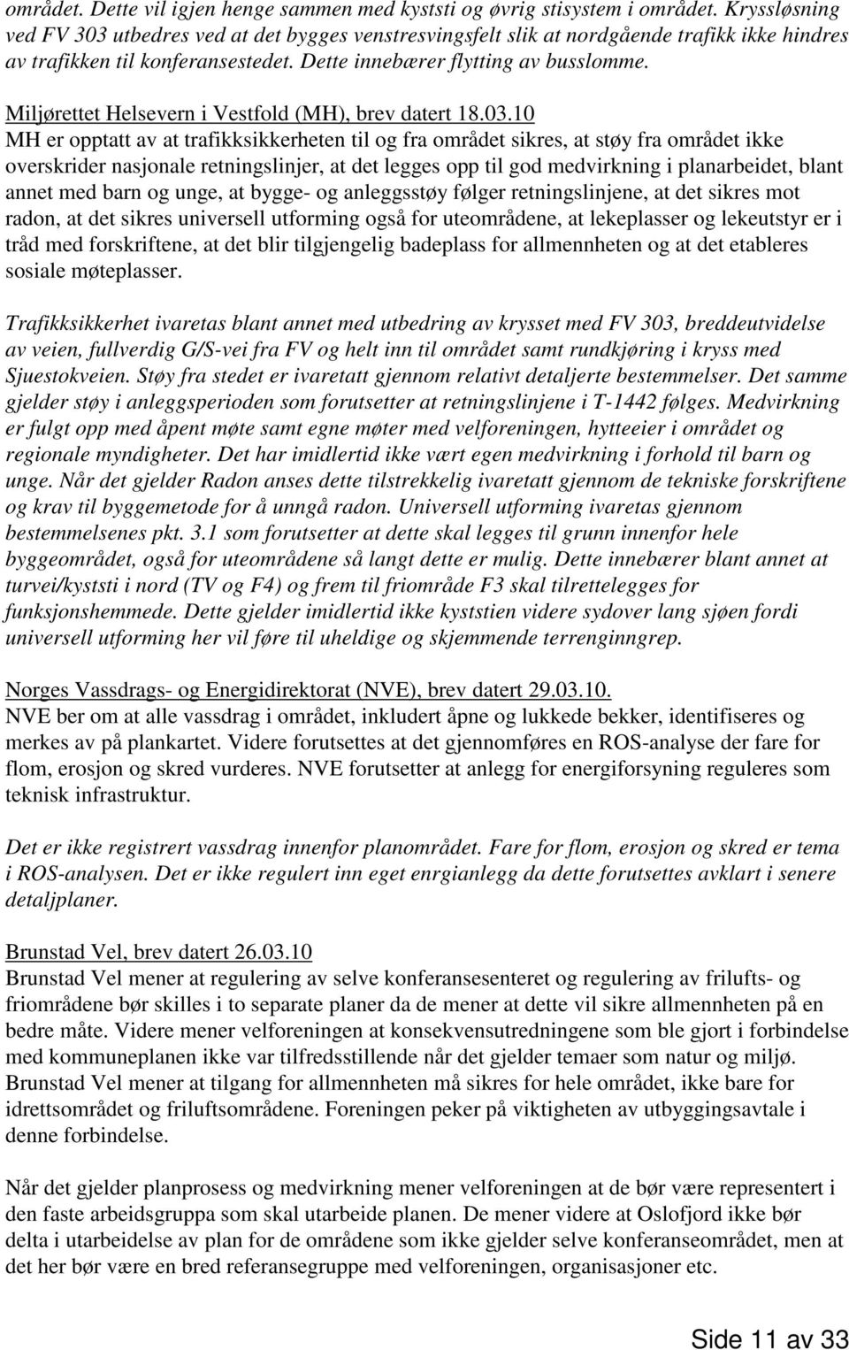 Miljørettet Helsevern i Vestfold (MH), brev datert 18.03.